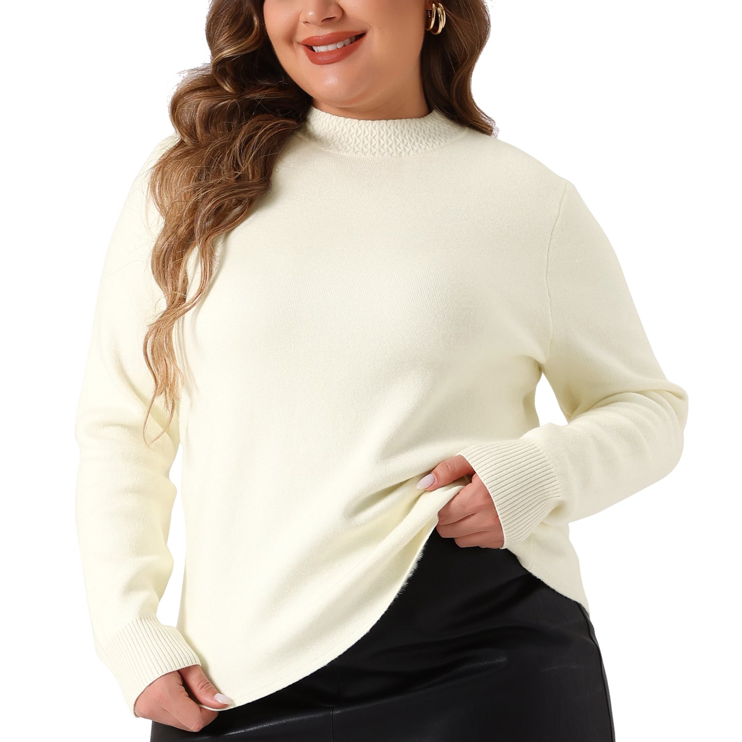 Women Plus Size Sweaters Crewneck Long Sleeve Basic Casual Knit Pullover Top
