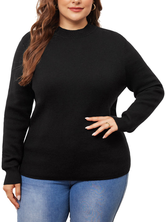 Women Plus Size Sweaters Crewneck Long Sleeve Basic Casual Knit Pullover Top