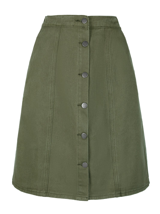 Women's Denim Skirts Summer Casual A-Line Short Button Down Jean Skirt