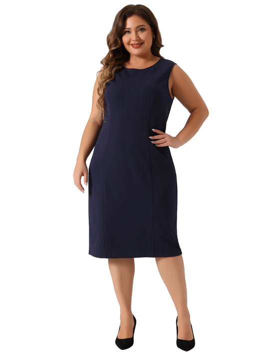 Women Plus Size Suit Two Piece Outfit Blazer Jacket and Sleeveless Dress Business Casual Set