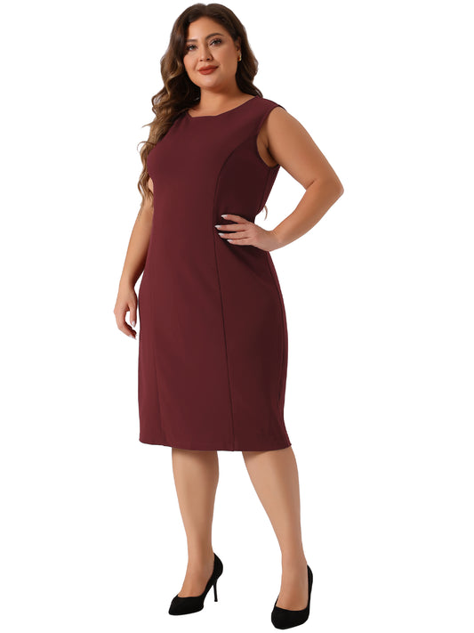 Women Plus Size Suit Two Piece Outfit Blazer Jacket and Sleeveless Dress Business Casual Set