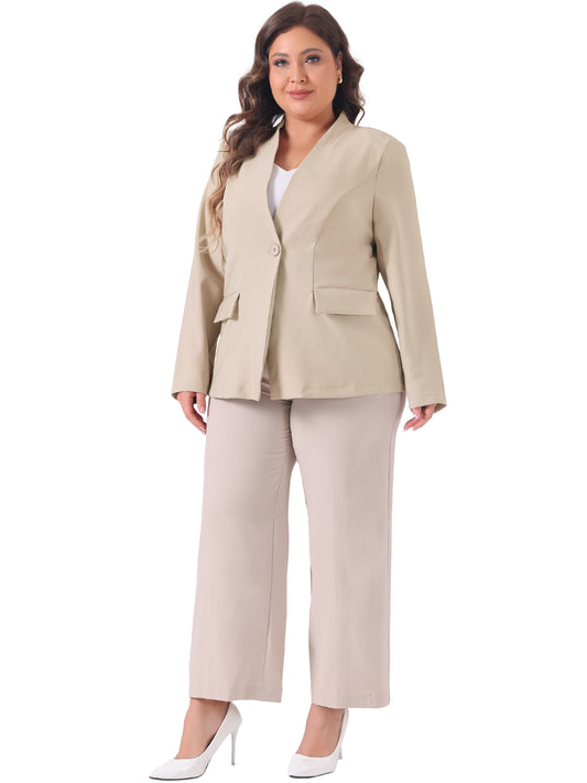 Blazer de talla grande para mujer, con botones, manga larga, para oficina, trabajo, negocios, chaqueta