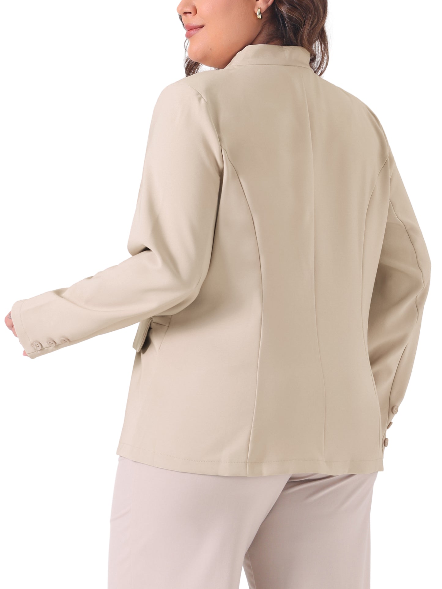 Blazer de talla grande para mujer, con botones, manga larga, para oficina, trabajo, negocios, chaqueta