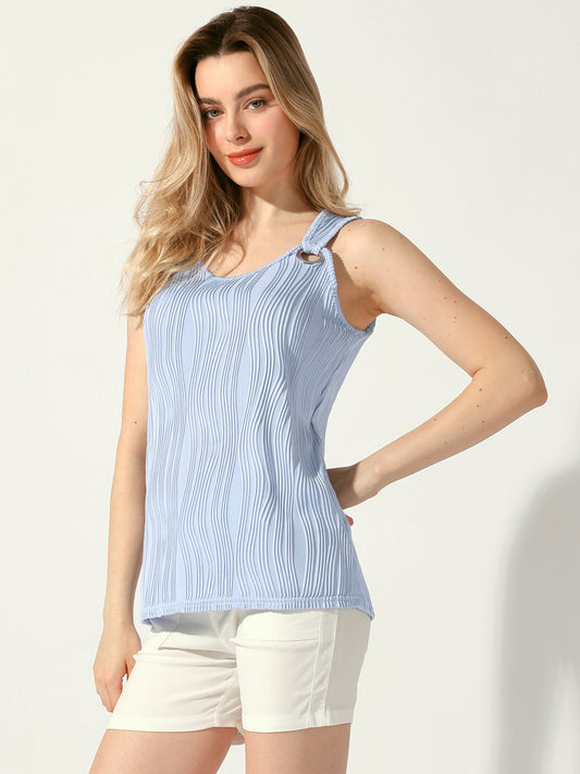 Women's Tank Tops Scoop Neck Textured Summer Casual Sleeveless Top