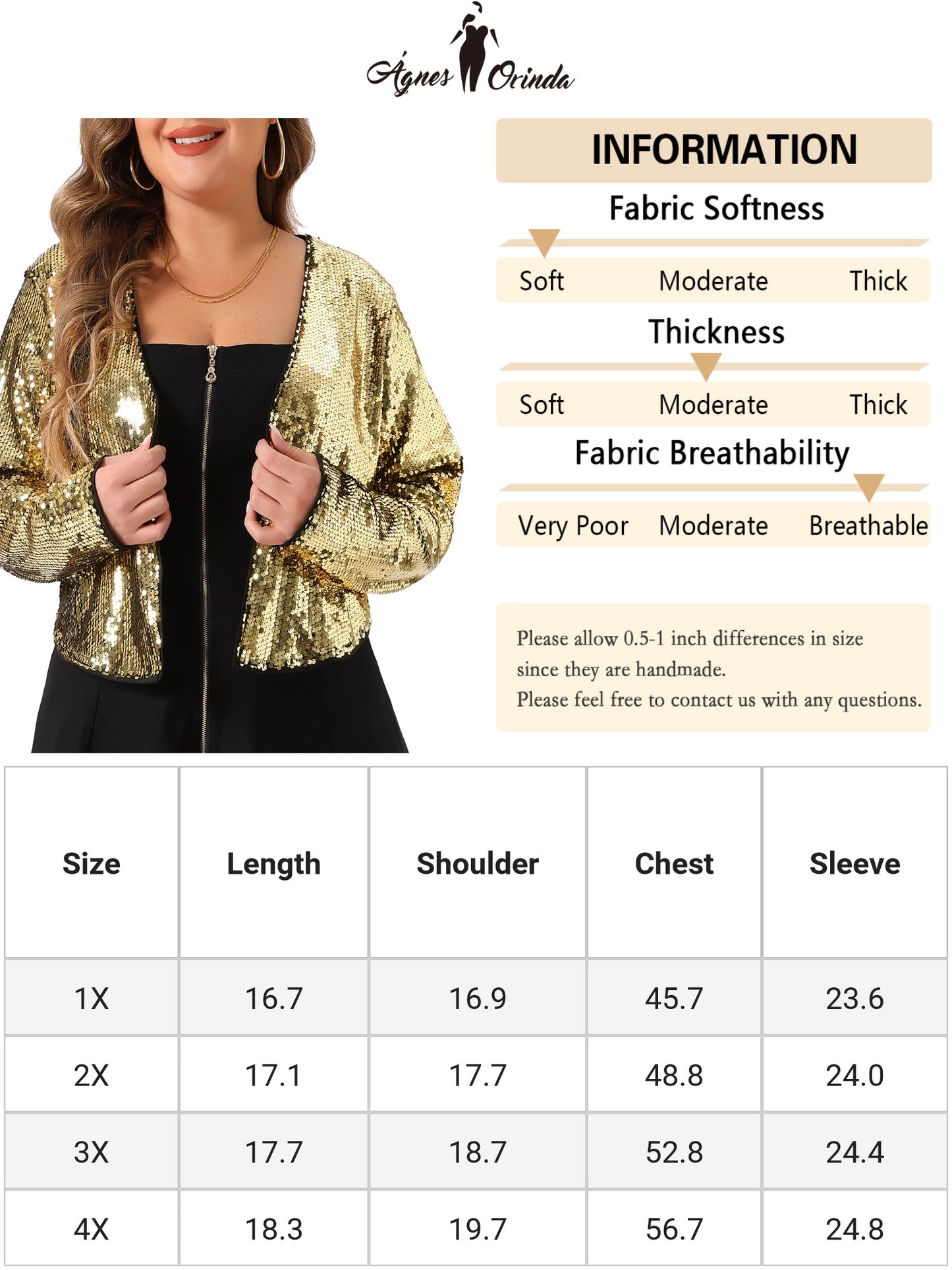 Women Plus Size Sequin Cardigan Glitter Shinny Metallic Long Sleeve Shrug Bolero Jacket