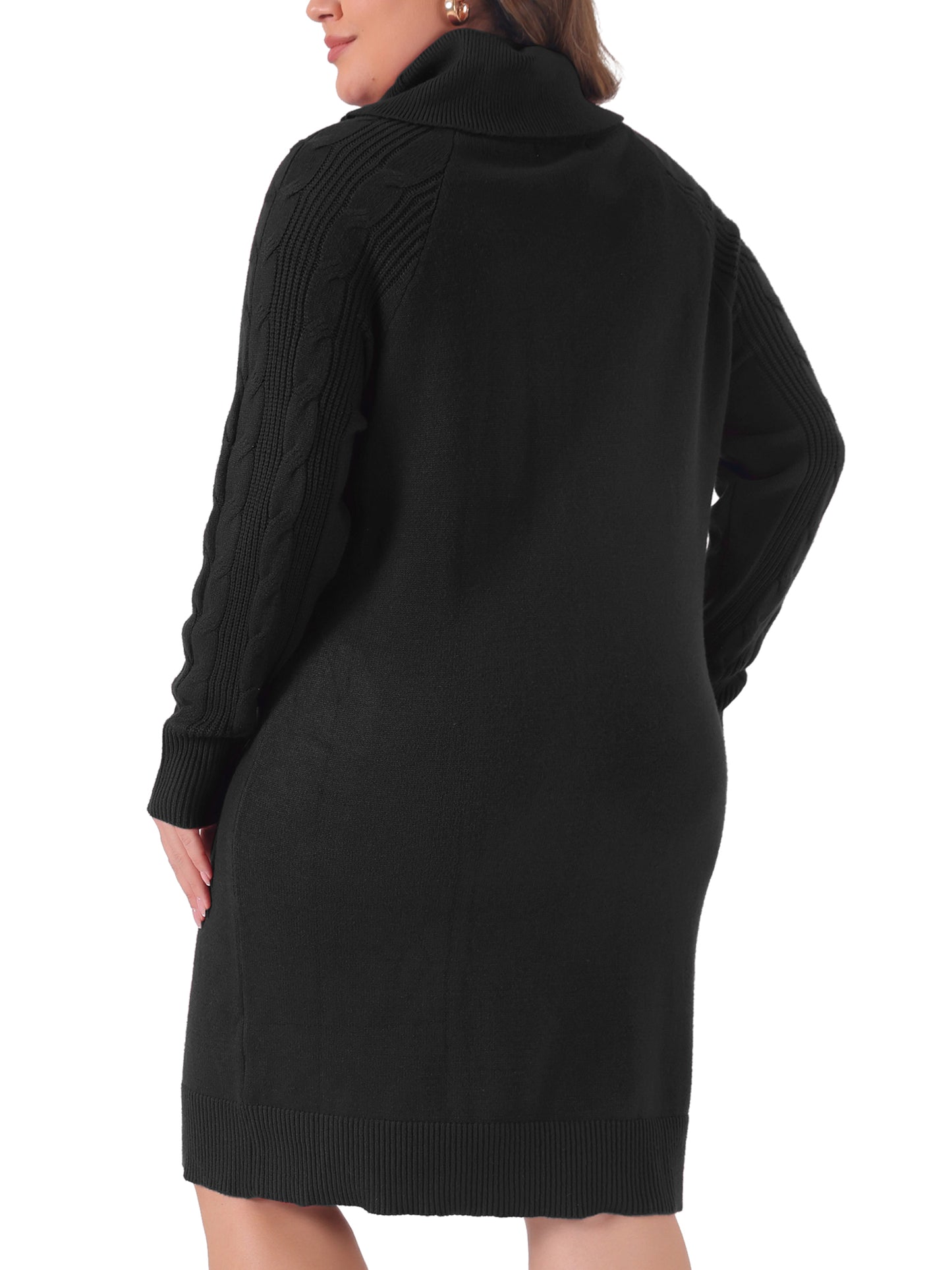 Women Plus Size Sweaters Long Sleeve Turtleneck Warm Pullover Long Sweater Dresses