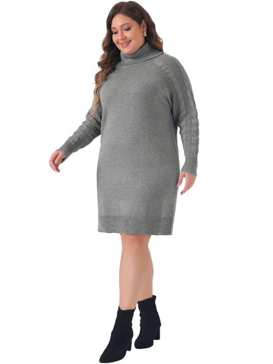 Women Plus Size Sweaters Long Sleeve Turtleneck Warm Pullover Long Sweater Dresses