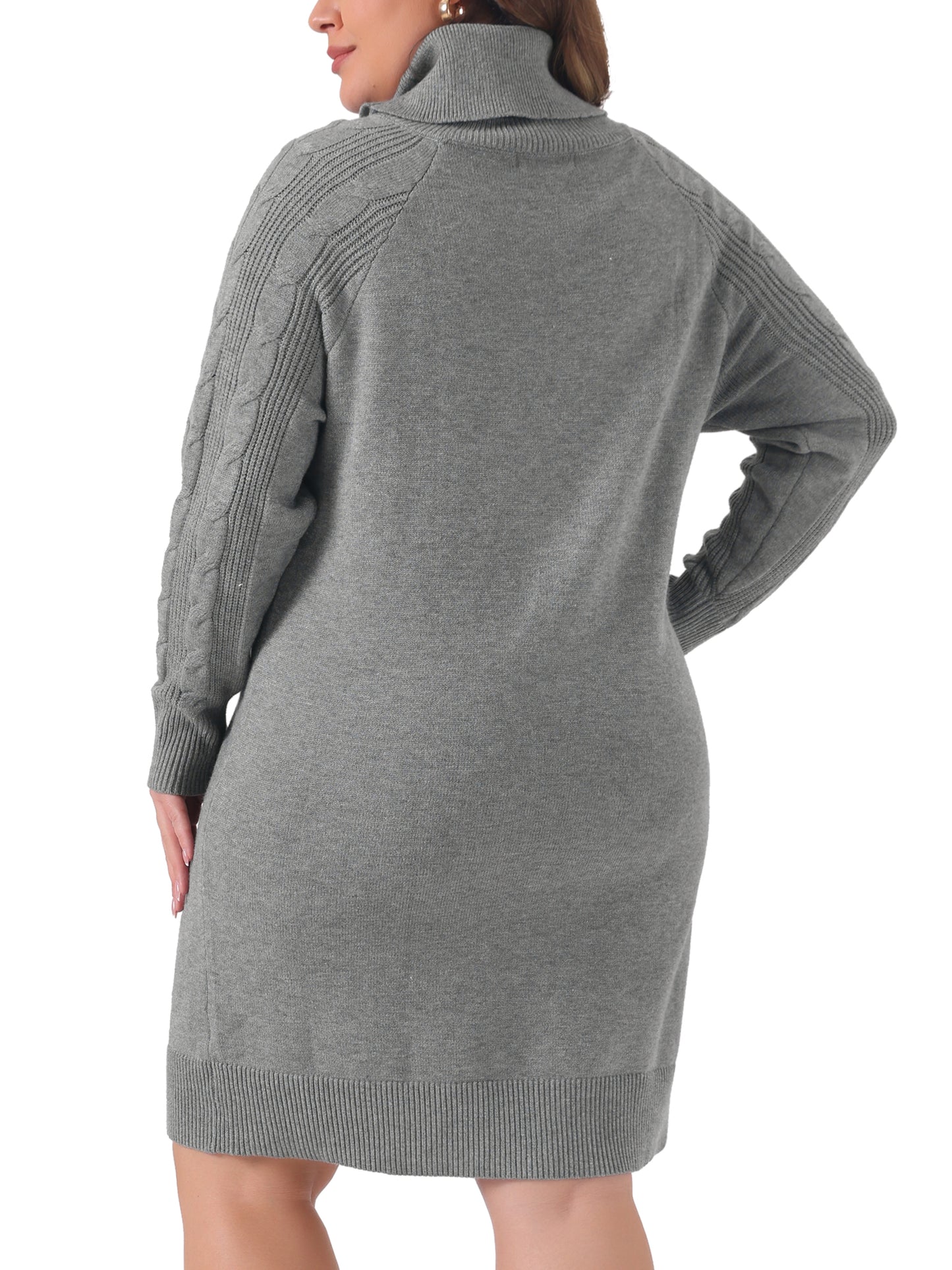 Women Plus Size Sweaters Long Sleeve Turtleneck Warm Pullover Long Sweater Dresses