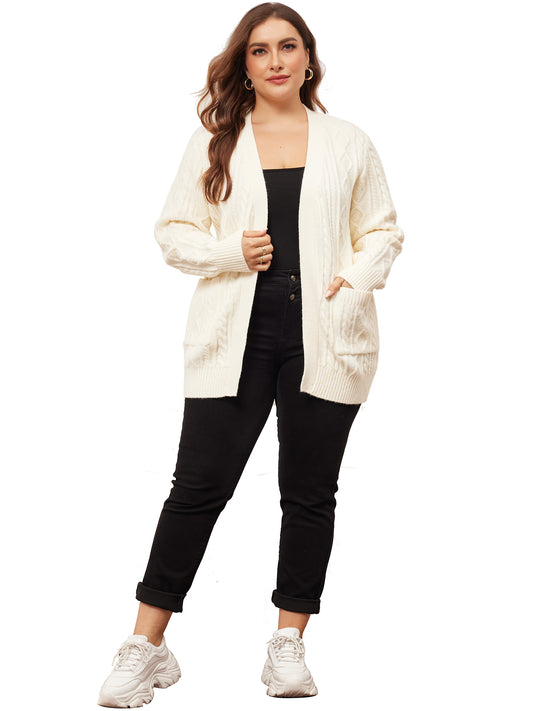 Women Plus Size Cardigan Lightweight Long Sleeve Open Front Sweaters with Pockets