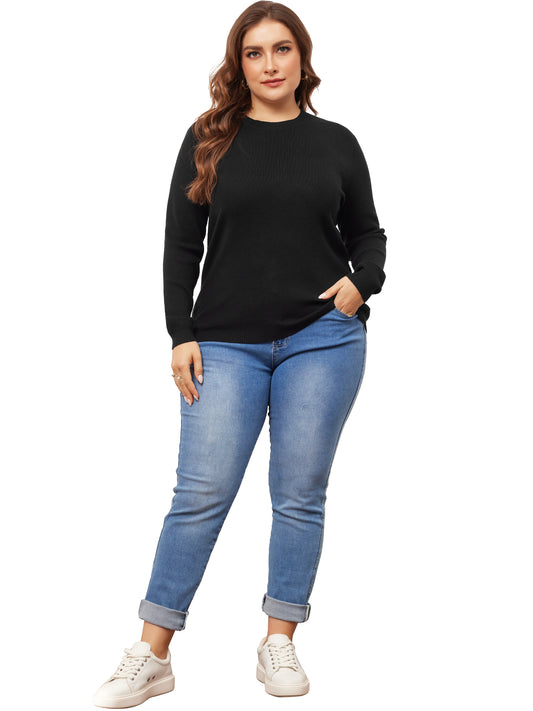 Women Plus Size Sweater Long Sleeve Crewneck Pullover Fall Knit Casual Basic Tee Tops
