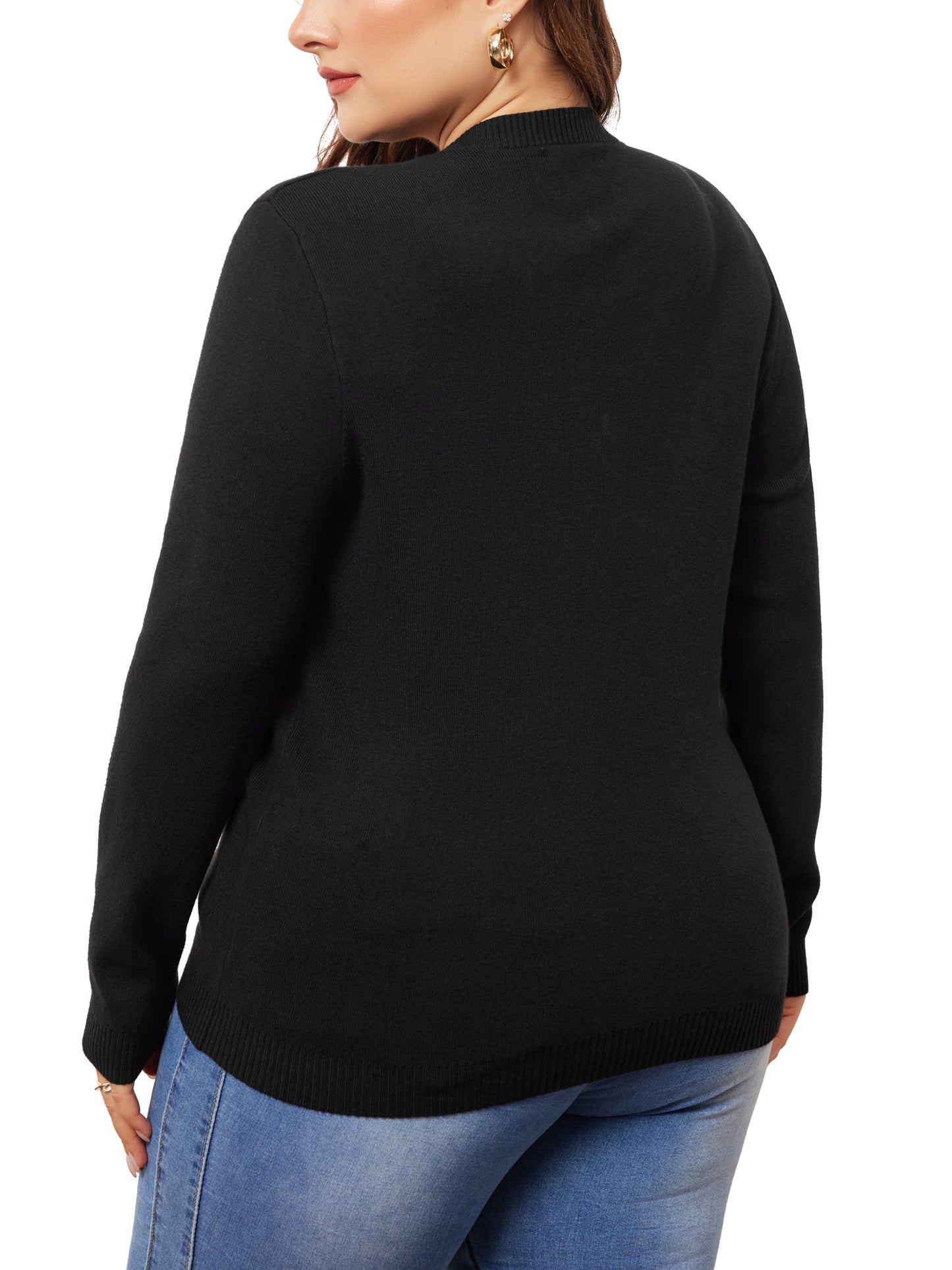 Women Plus Size Sweater Long Sleeve Crewneck Pullover Fall Knit Casual Basic Tee Tops