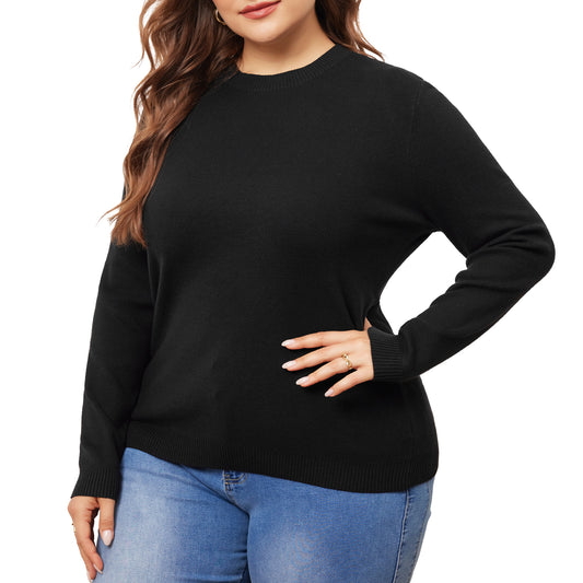Women Plus Size Sweater Long Sleeve Crewneck Pullover Fall Knit Casual Basic Tee Tops