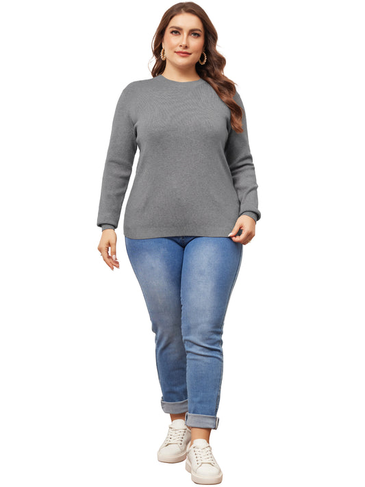 Women Plus Size Sweater Long Sleeve Crewneck Pullover Fall Knit Casual Basic Tee Tops