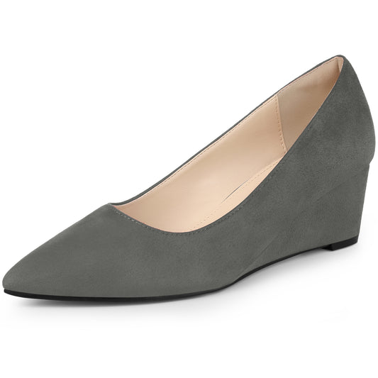 Women's Pointy Toe Slip On Wedges Heels Pumps