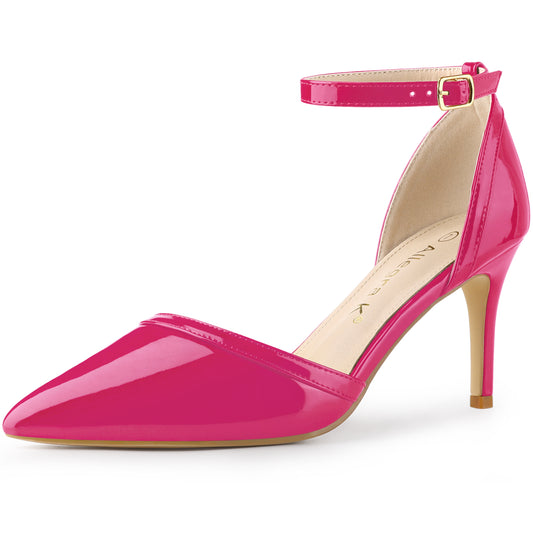 Zapatos de tacón alto de aguja con punta puntiaguda para mujer, con tiras en el tobillo, para boda, novia, fiesta de noche