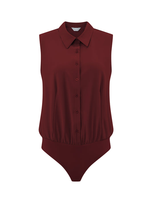 Body camisero sin mangas con cuello y botones para mujer