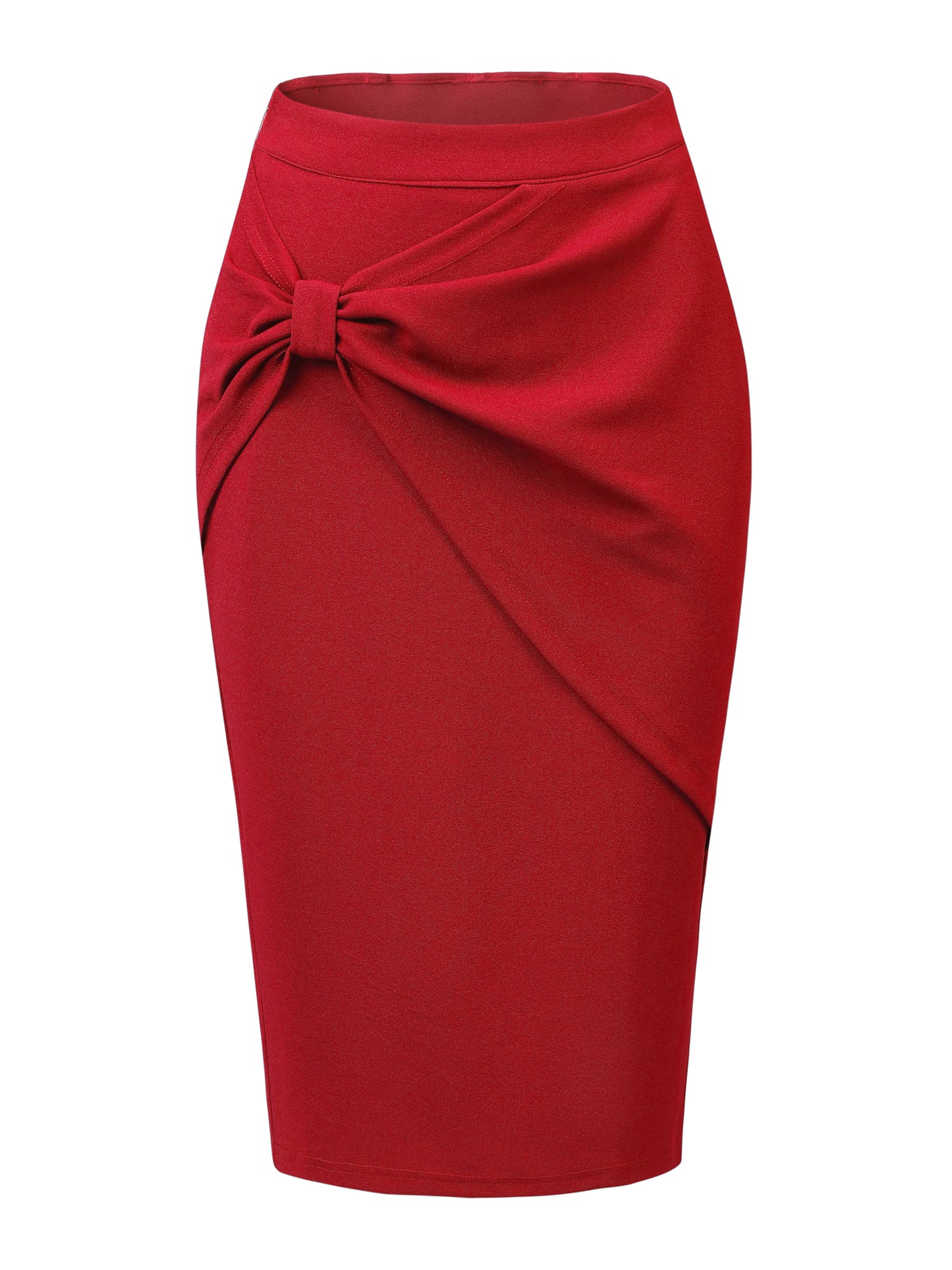 Women's Office Ruched High Waist Knee Length Wear to Work Pencil Bodycon Skirt