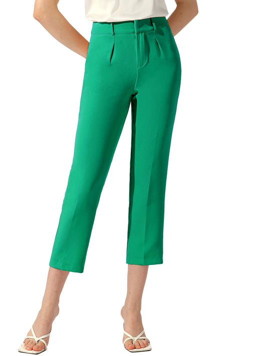 Pantalones de vestir de cintura alta para mujer, pantalones casuales de trabajo, pantalones capri, pantalones cónicos