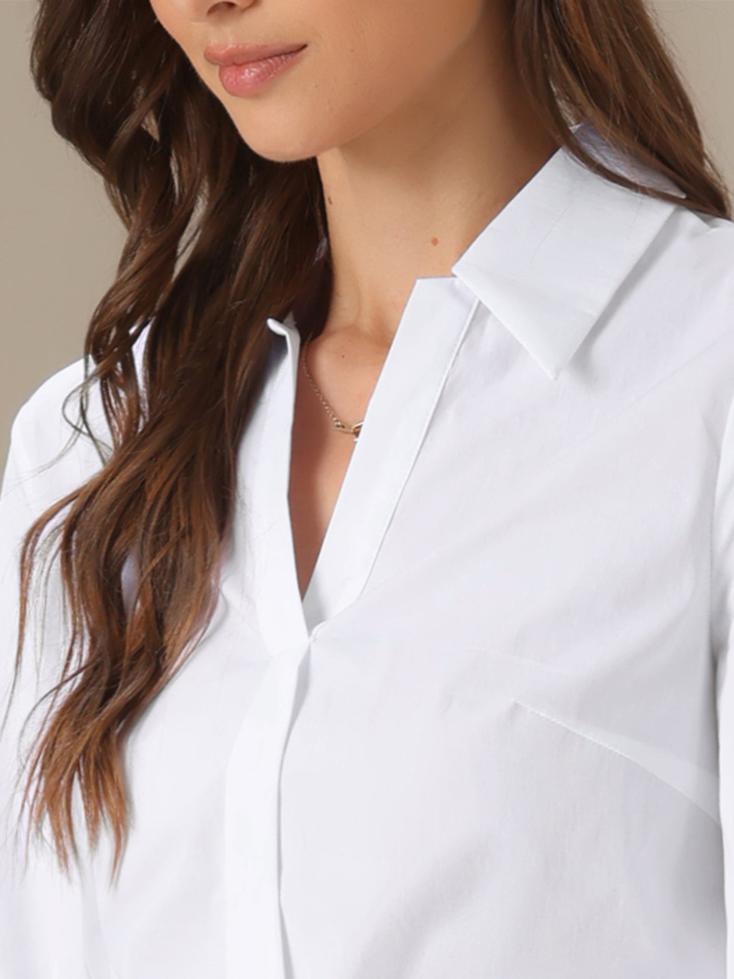 Women's Collared Business Office Long Sleeves Bodysuit Work Leotard Shirt