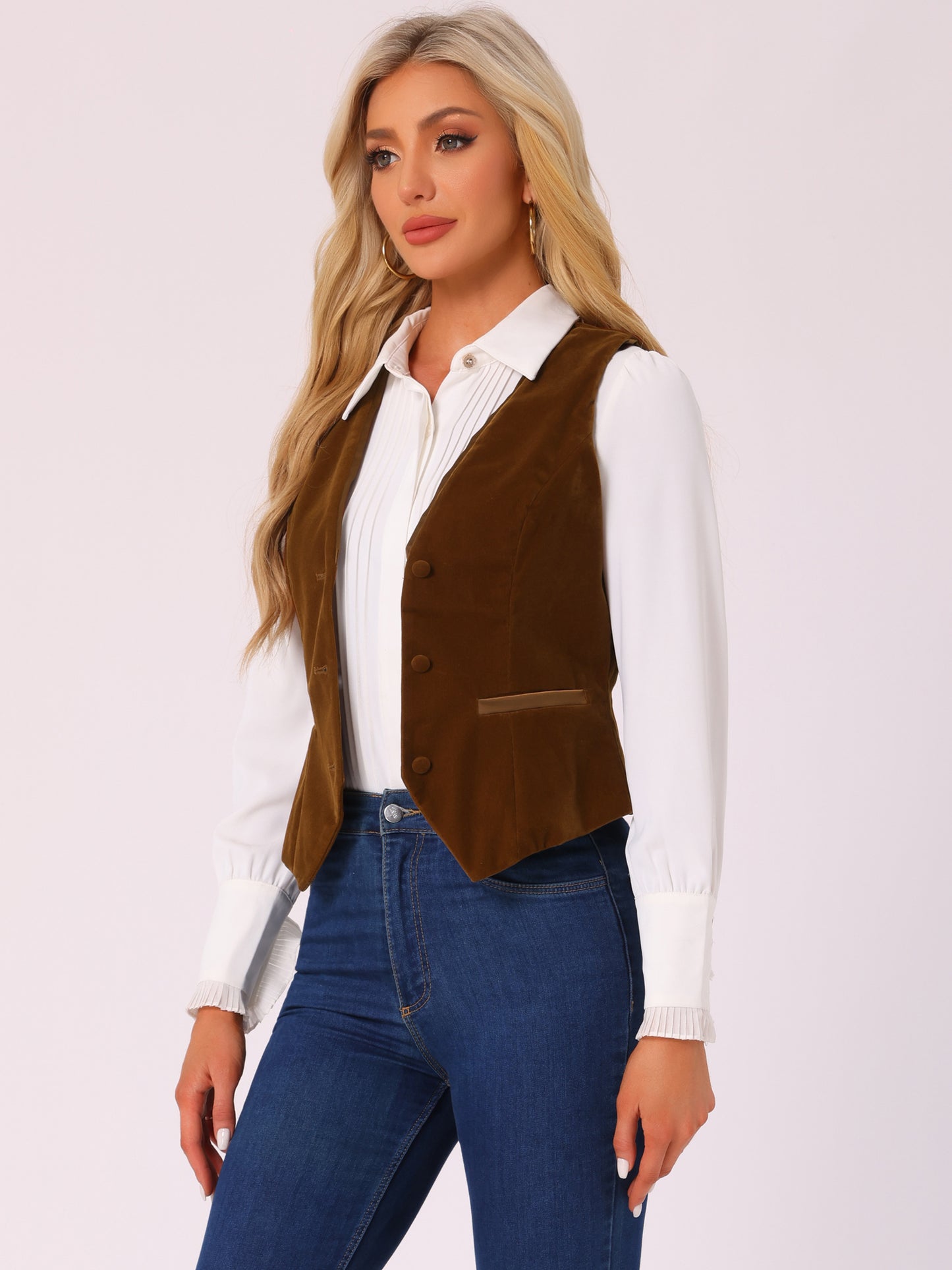Women's Retro Sleeveless Steampunk Blazer Dressy Vest Velvet Suit Waistcoat (Available in Plus Size)