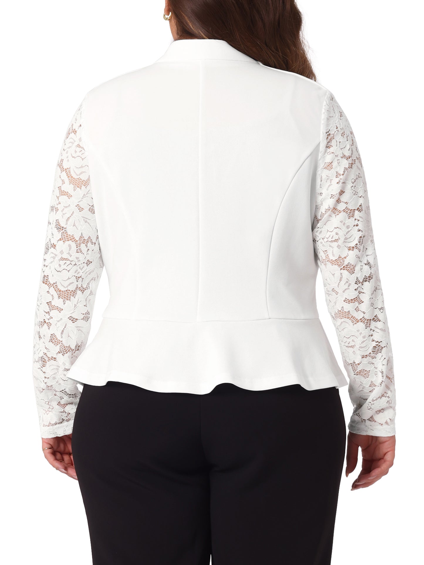 Women Plus Size Blazer Long Sleeve Lace Open Front Cropped Shrug Bolero Cardigan Jacket