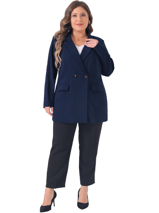 Blazers de talla grande para mujer, con solapa y botón, con bolsillo, para oficina, para trabajo, blazer largo