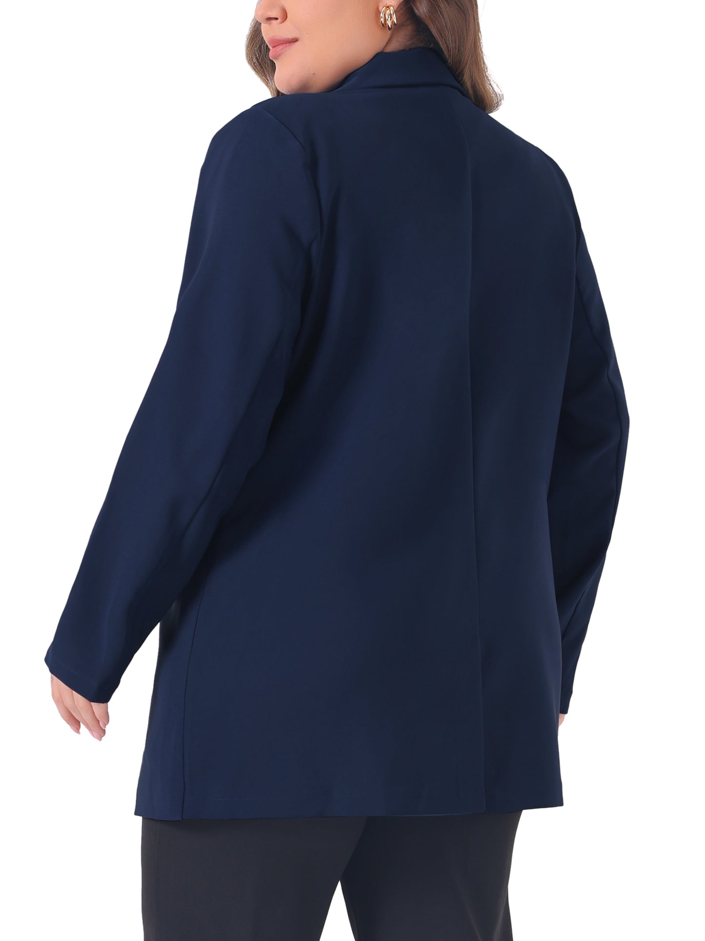 Women Plus Size Blazers Lapel Button with Pocket Office Work Jackets Long Blazer