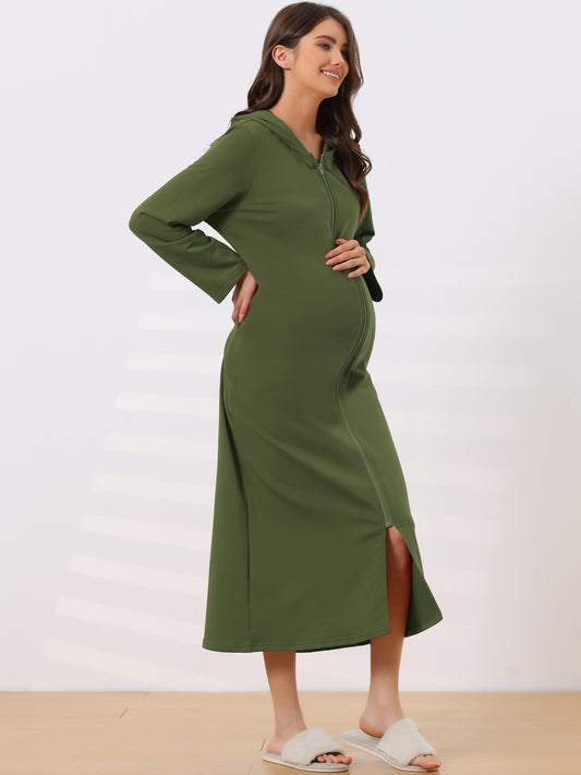 Robe sweat-shirt à capuche pour femme, fermeture éclair, manches longues, avec poches