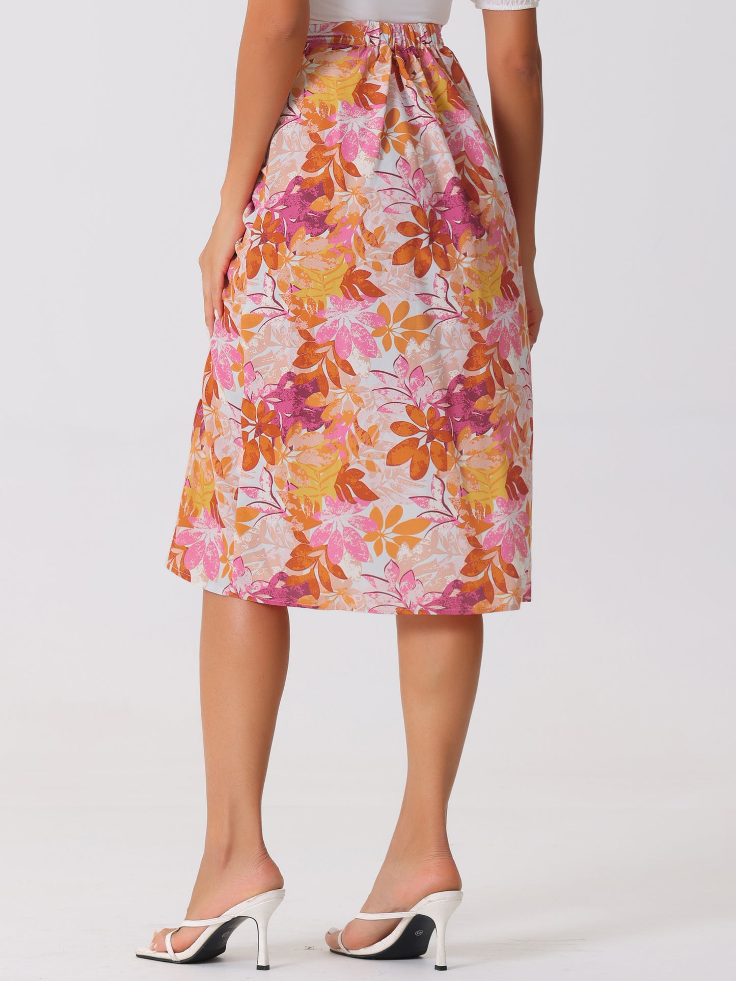 Women's Summer Beach Ruched Split Thigh Tropical Skirt