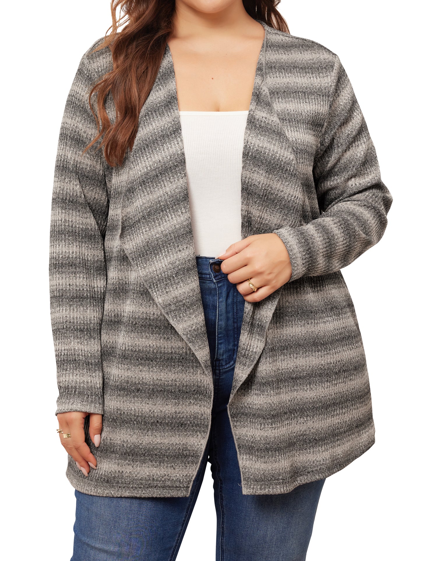 Women Plus Size Tie Dye Cardigan Long Sleeve Lightweight Loose Casual Open Front Cardigans