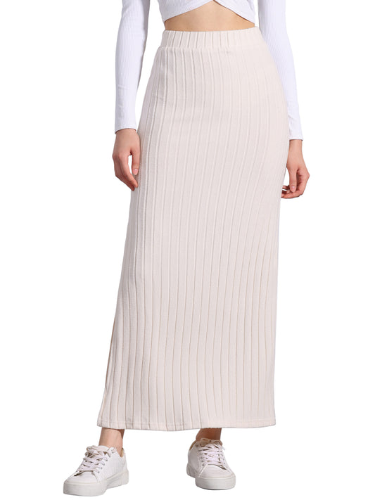 Women's Slit Bodycon Knit High Waisted Long Pencil Skirt (Available in Plus Size)