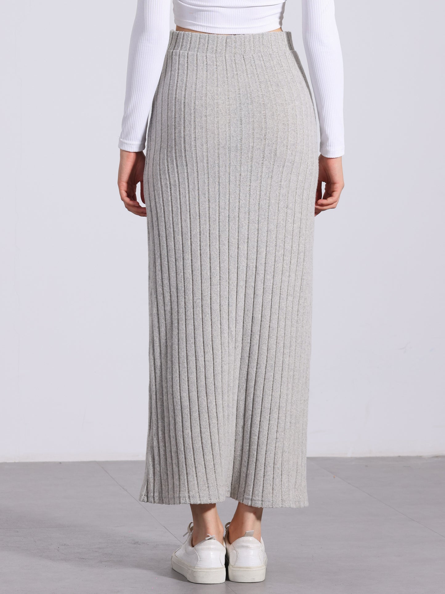 Women's Slit Bodycon Knit High Waisted Long Pencil Skirt (Available in Plus Size)