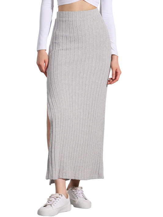 Women's Slit Bodycon Knit High Waisted Long Pencil Skirt (Available in Plus Size)