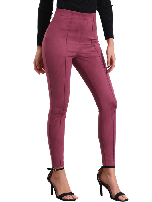 Women's Faux Suede Leggings High Waisted Stretch Slim Casual Pants