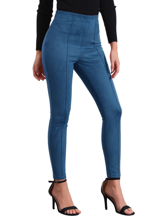 Women's Faux Suede Leggings High Waisted Stretch Slim Casual Pants