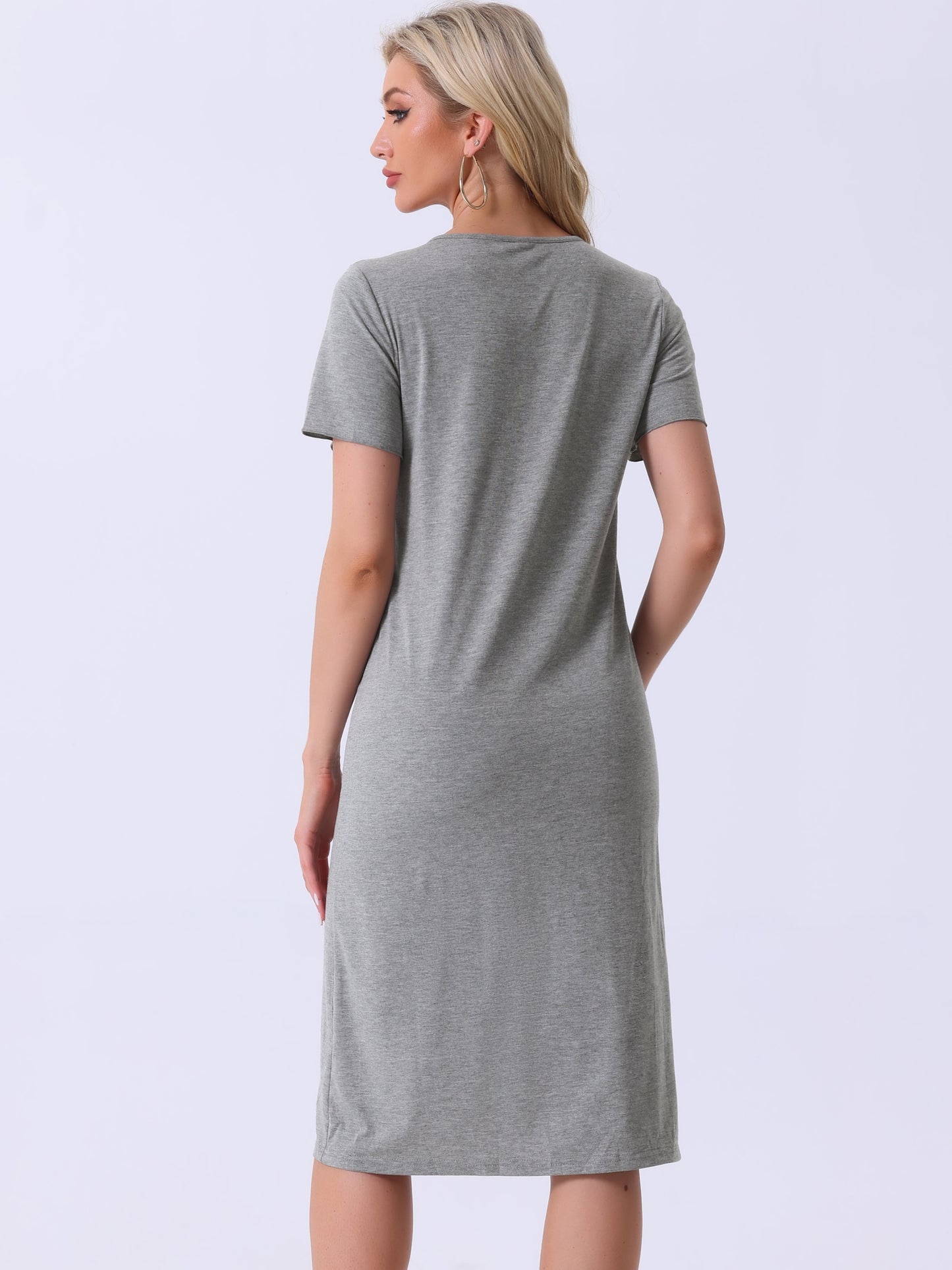 Camisón de manga corta con botones para mujer, vestido de pijama