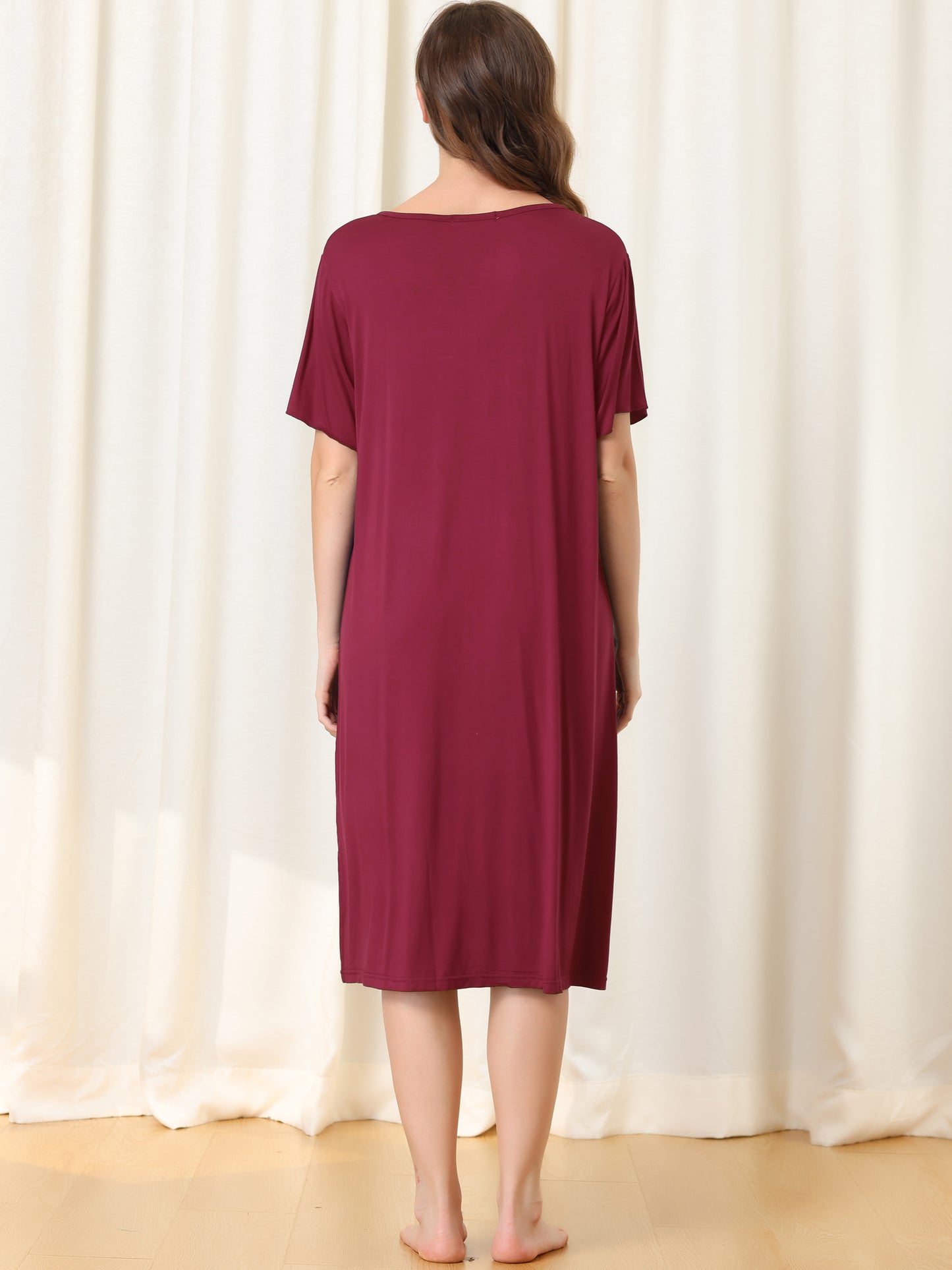 Chemise de nuit à manches courtes pour femme, chemise de nuit boutonnée, vêtements de nuit, robe pyjama