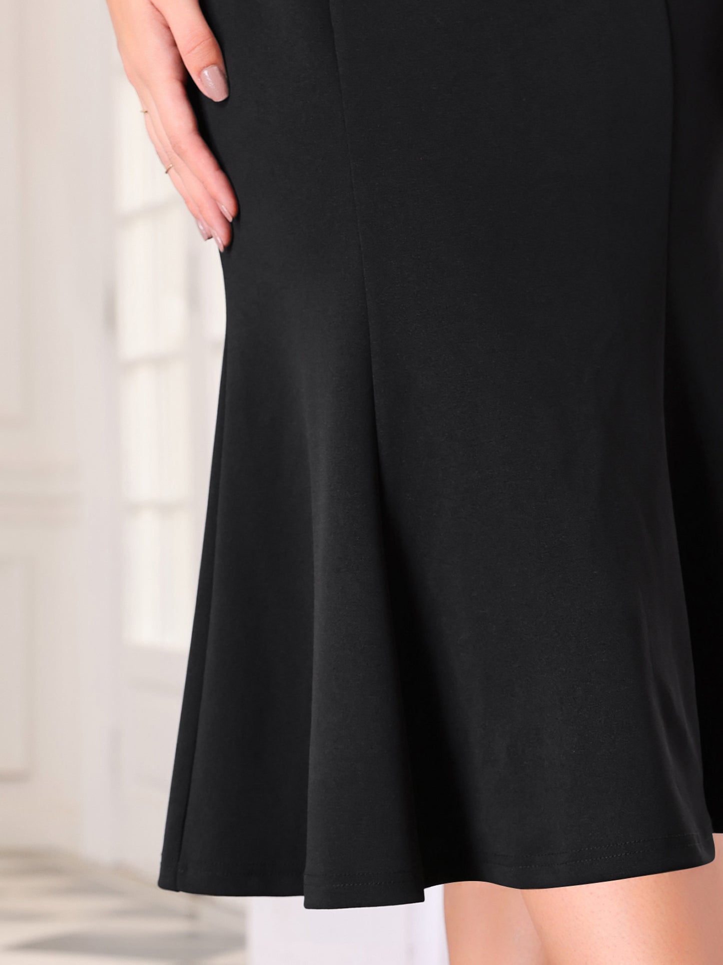 Falda elegante de cola de pez para mujer, cintura alta, con cinturón, elegante falda midi de sirena