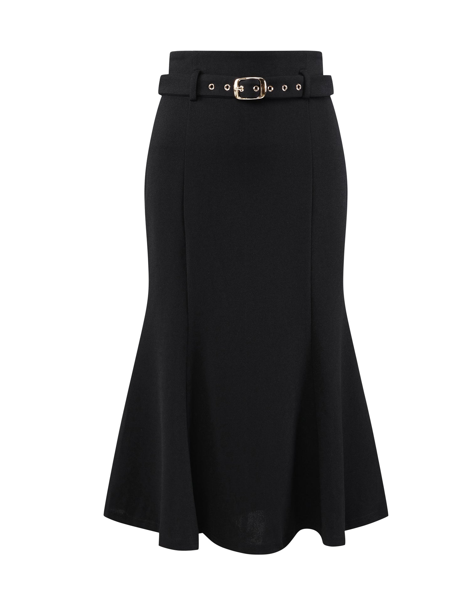 Falda elegante de cola de pez para mujer, cintura alta, con cinturón, elegante falda midi de sirena
