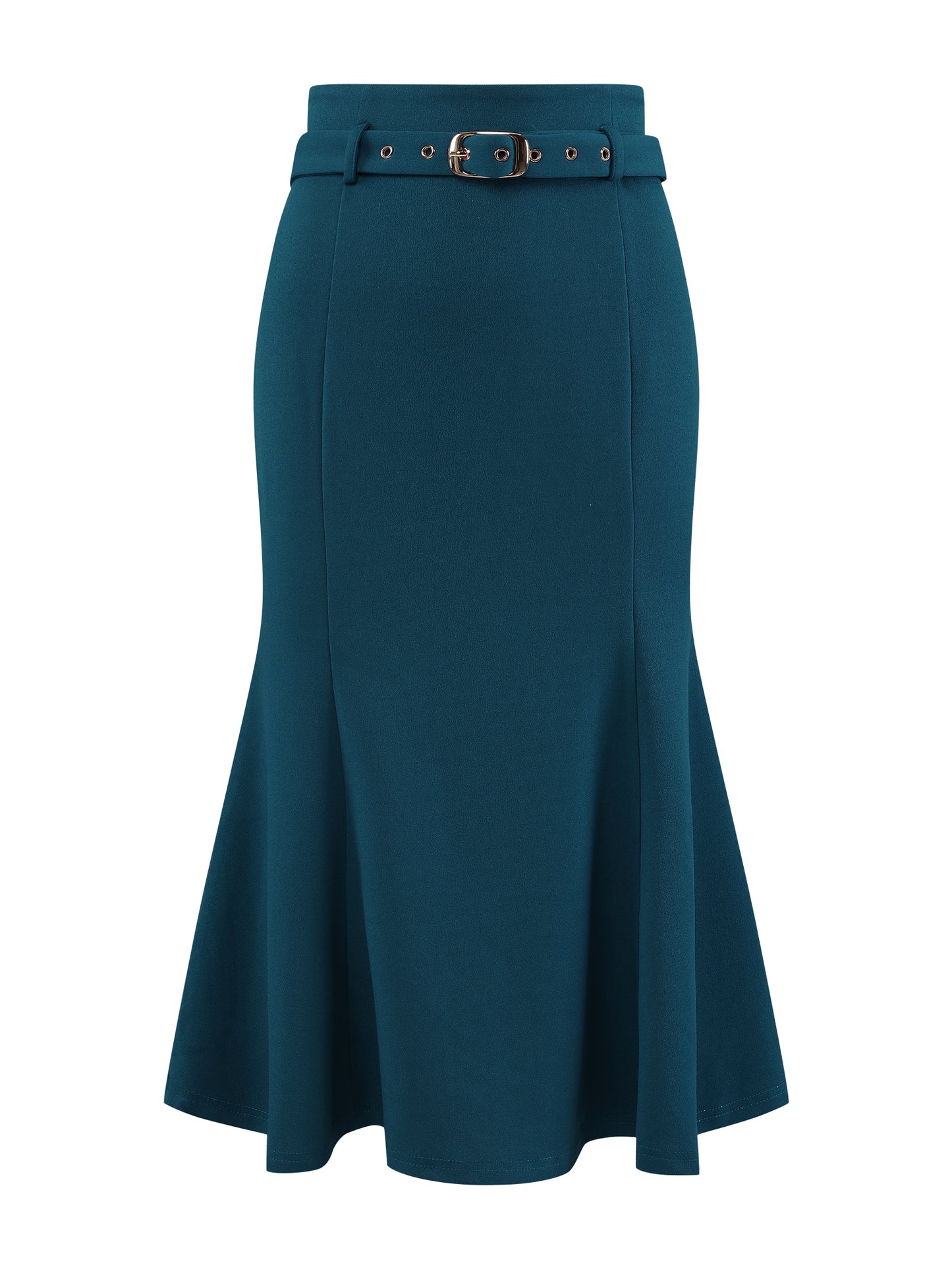 Falda elegante de cola de pez para mujer, cintura alta, con cinturón, elegante falda midi de sirena