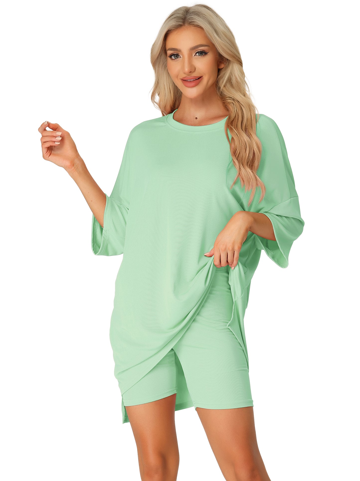 Ensemble de détente 2 pièces pour femme, t-shirt oversize avec short cycliste, tenue de sport