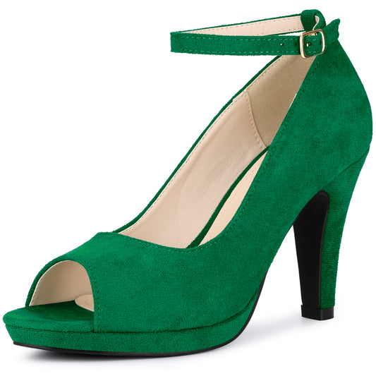 Zapatos de tacón de aguja con plataforma y tiras al tobillo para mujer