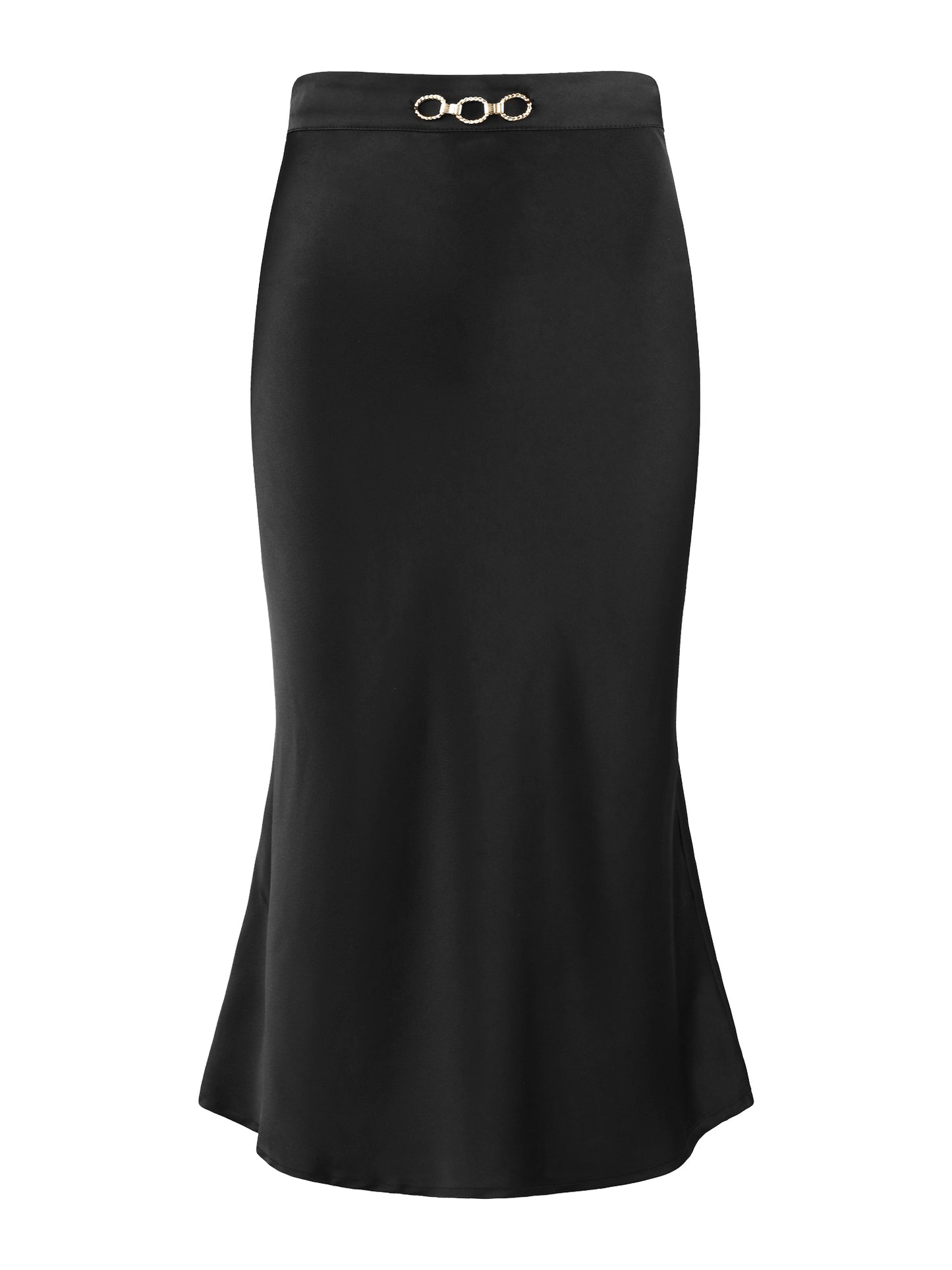 Women's Satin Skirt Elegant Work Elastic Waist Silky Midi A-Line Skirt