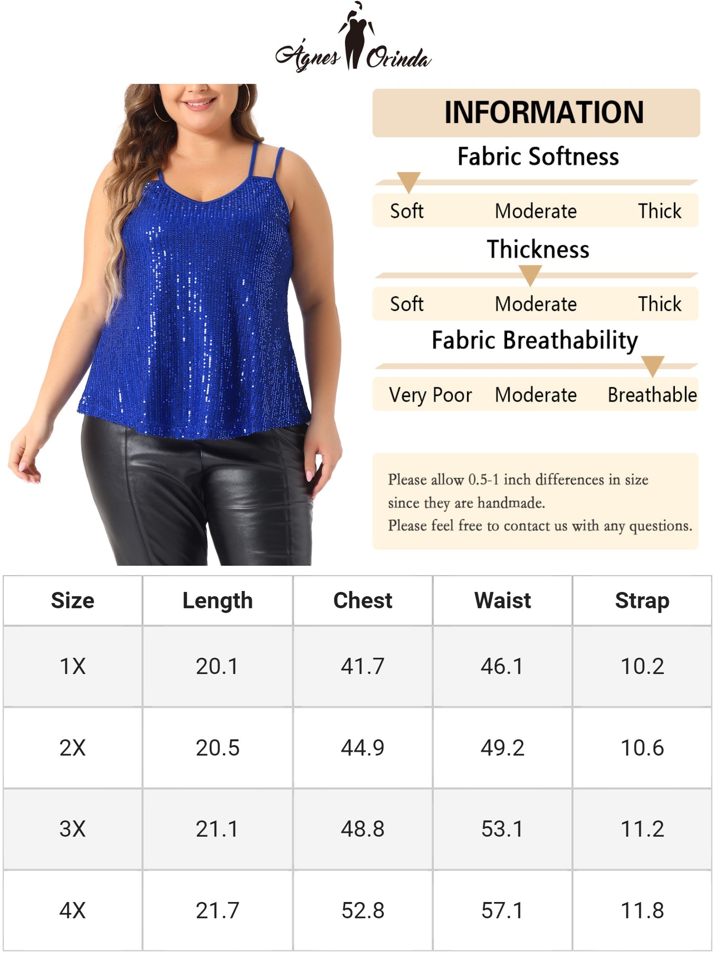 Women Plus Size Sequin Tops Metallic Sparkle Sleeveless Spaghetti Strap Cami Party Tank Top