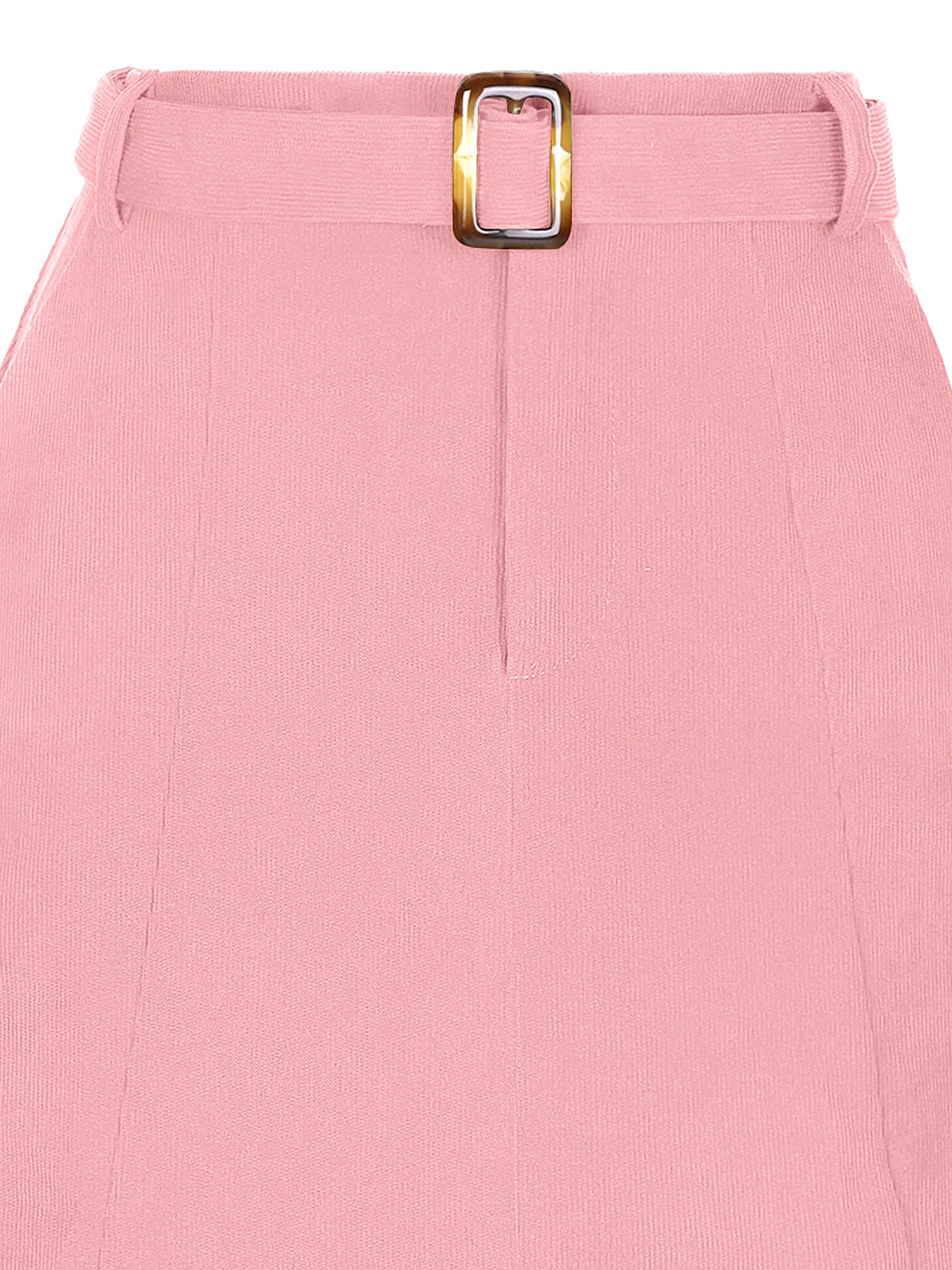 Women's High Waist Elastic Back A-Line Belted Winter Fall Midi Corduroy Skirt