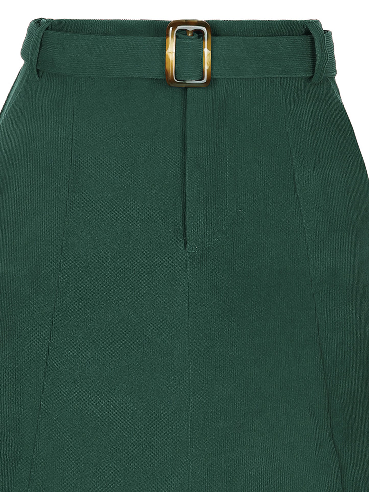 Women's High Waist Elastic Back A-Line Belted Winter Fall Midi Corduroy Skirt