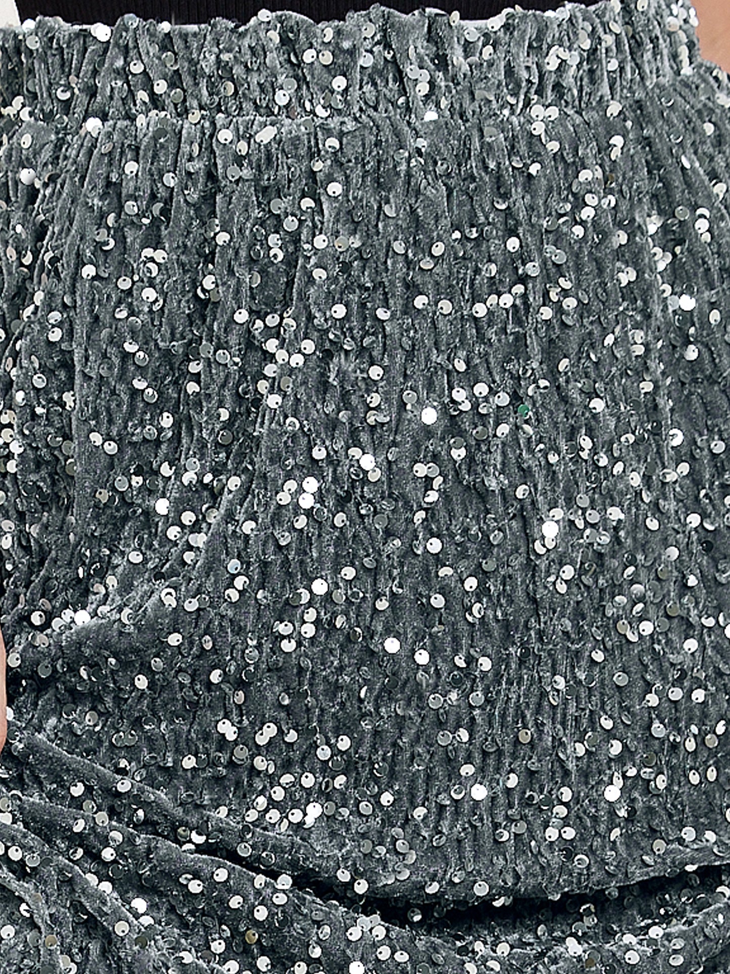 Women's Sequin Velvet Elastic Waist Sparkle Party Maxi Skirt