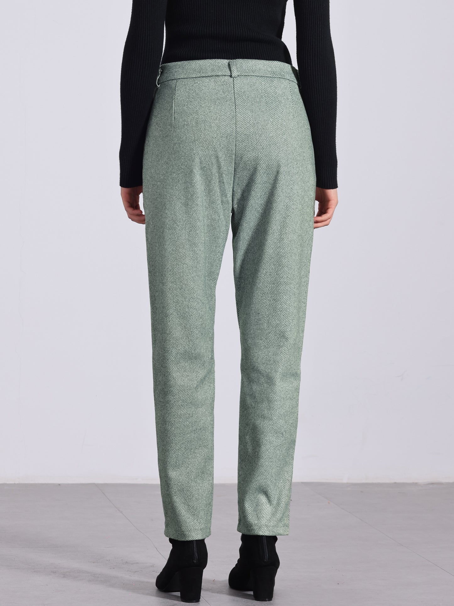Women Baggy Straight Pants Casual Button Down High Waist Cropped Pants with Pockets