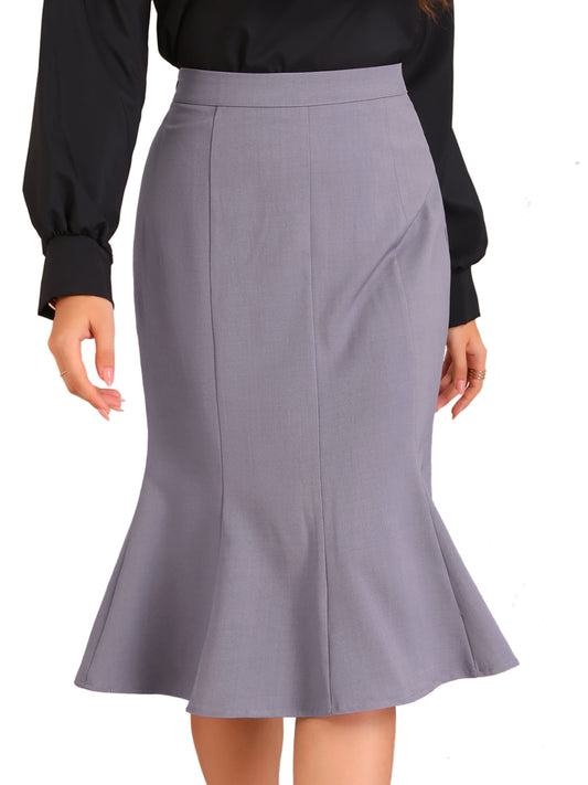 Women's Ruffle Hem Pencil Skirt Mermaid High Waist Business Elegant Casual Midi Skirt