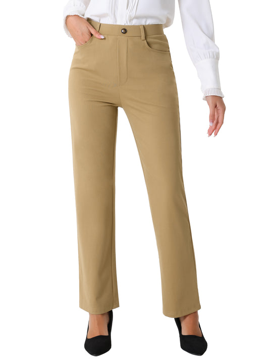 Women's Work Pants High Waist Straight Slacks Yoga Stretch Business Work Trousers